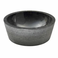 Lavabo da Appoggio Cilindrico in Marmo Nero Ampat