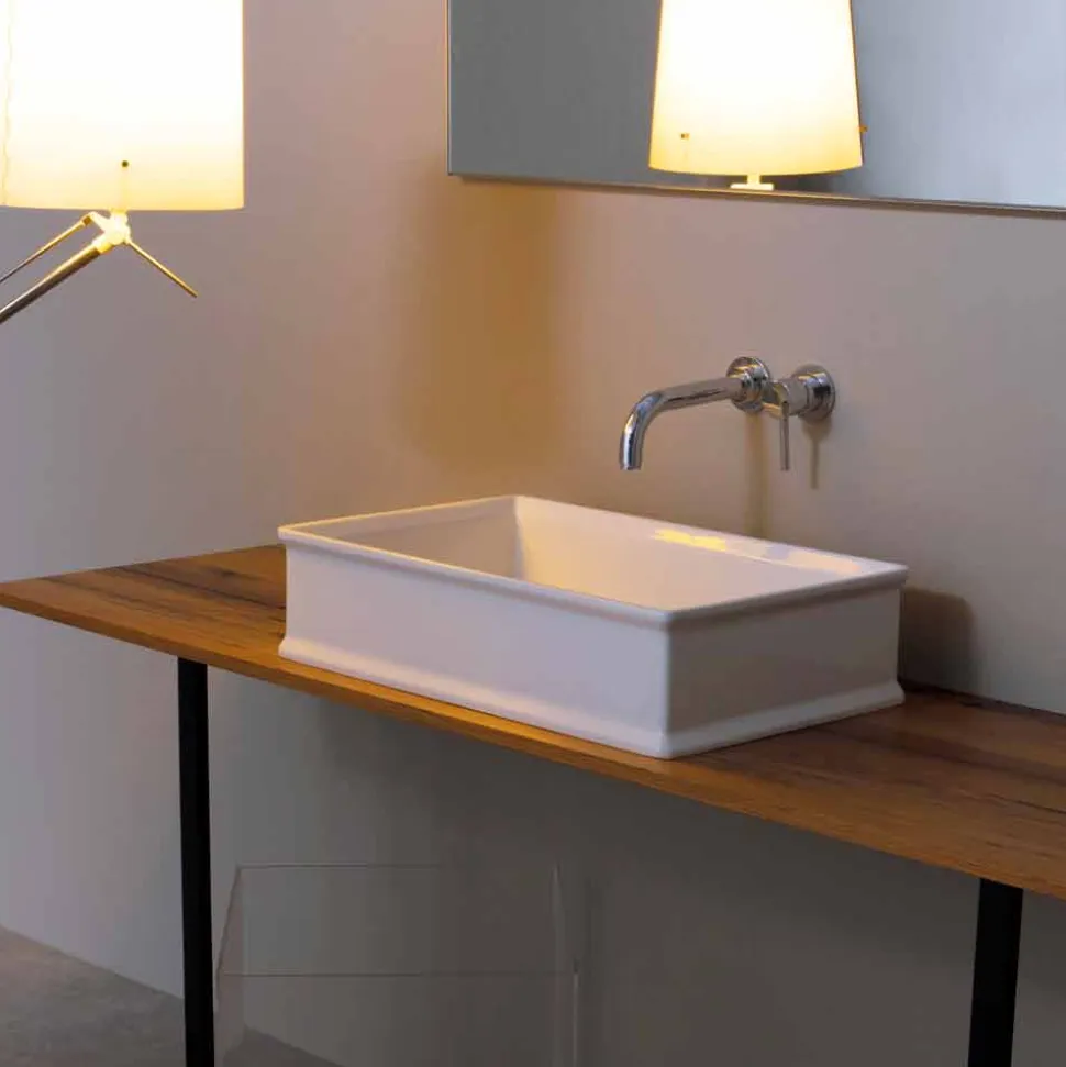 Lavabo da appoggio dal design neoclassico ceramica made Italy Debora