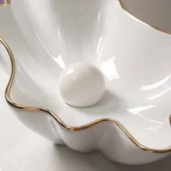 Lavabo da appoggio design ceramica bianco bordo oro made Italy Rayan
