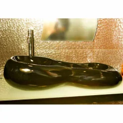 Lavabo da appoggio design moderno nero o fucsia Goldline