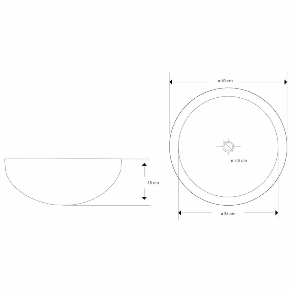 Lavabo da Appoggio Design Rotondo in Marmo Nero Lavorato a Mano - Lino