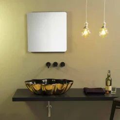 Lavabo da appoggio di design ceramica nero e oro made in Italy Cubo