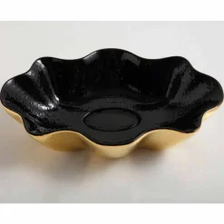 Lavabo da appoggio di design ceramica nero e oro made in Italy Cubo