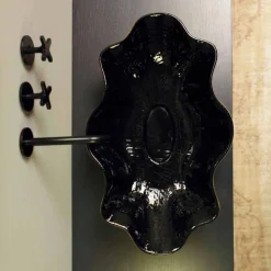 Lavabo da appoggio di design ceramica nero e oro made in Italy Cubo