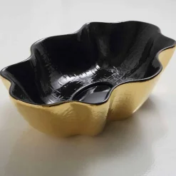 Lavabo da appoggio di design ceramica nero e oro made in Italy Cubo