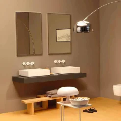 Lavabo da appoggio di design in ceramica rettangolare made Italy Dalia