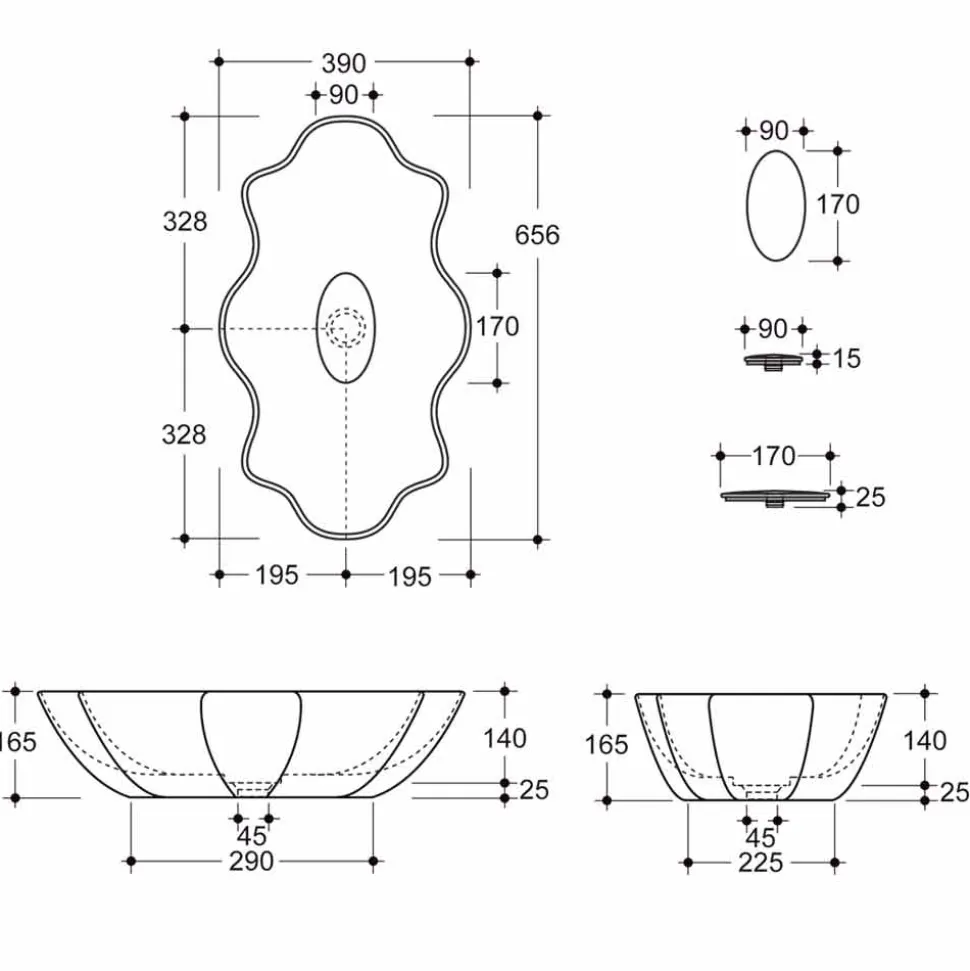 Lavabo da appoggio di design moderno in ceramica fatto in Italia Cubo