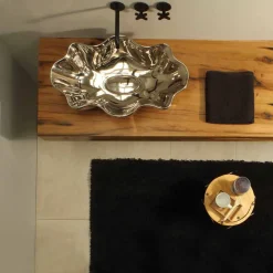 Lavabo da appoggio di design moderno in ceramica made in Italy Cubo