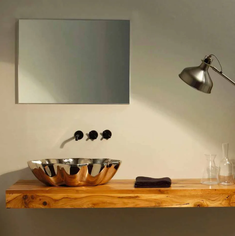Lavabo da appoggio di design moderno in ceramica made in Italy Cubo