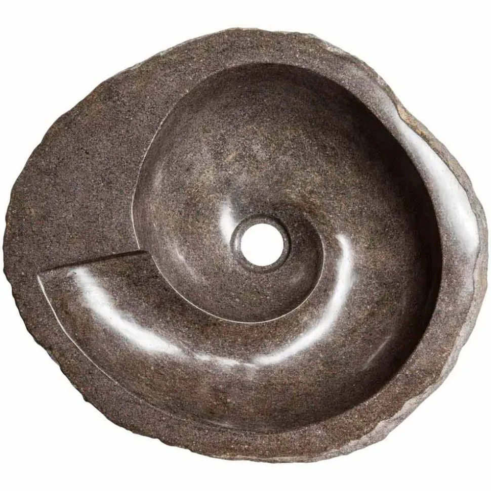 Lavabo da appoggio di moderno design in pietra di fiume, Busca