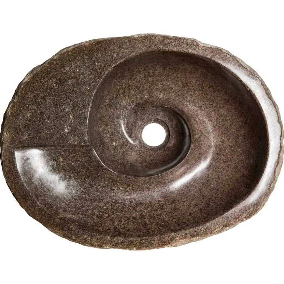 Lavabo da appoggio di moderno design in pietra di fiume, Busca