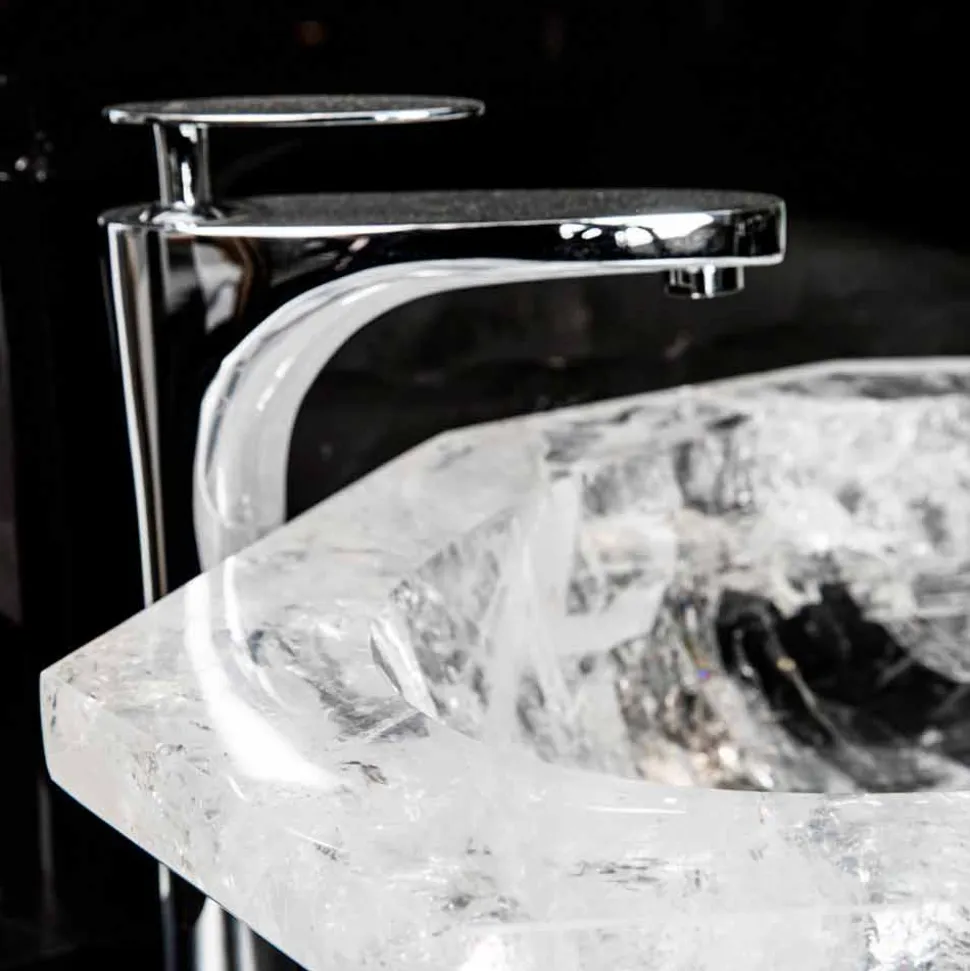 Lavabo da Appoggio Fatto a Mano in Cristallo di Rocca – Falvaterra