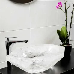 Lavabo da Appoggio Fatto a Mano in Cristallo di Rocca – Falvaterra