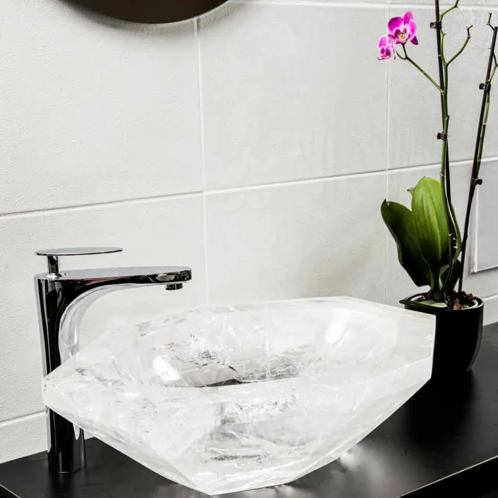 Lavabo da Appoggio Fatto a Mano in Cristallo di Rocca – Falvaterra