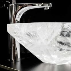 Lavabo da Appoggio Fatto a Mano in Cristallo di Rocca – Falvaterra