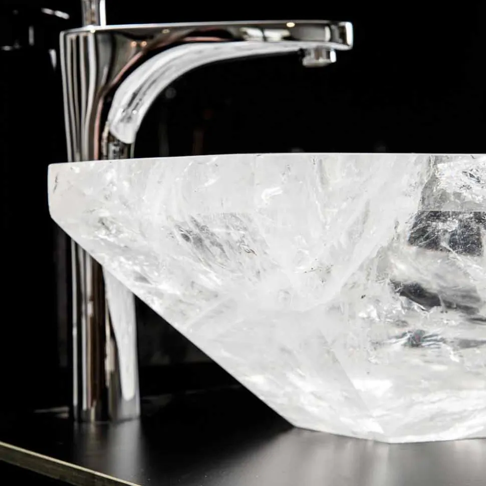 Lavabo da Appoggio Fatto a Mano in Cristallo di Rocca – Falvaterra