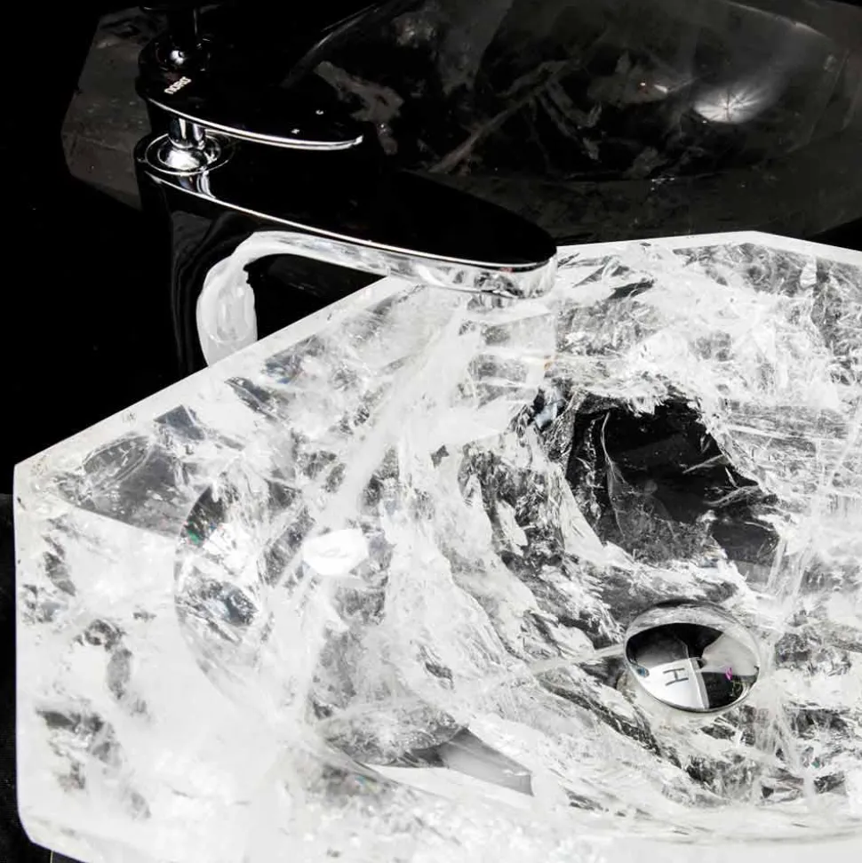 Lavabo da Appoggio Fatto a Mano in Cristallo di Rocca – Falvaterra