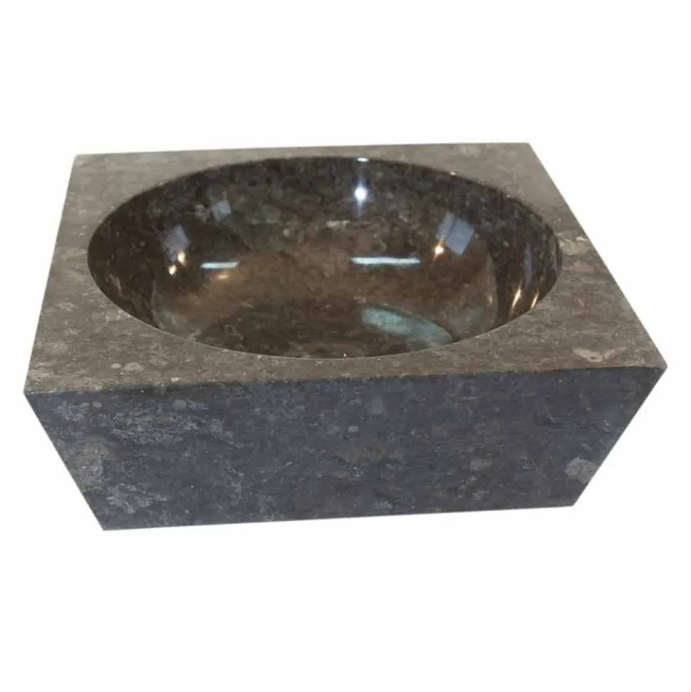 Lavabo da appoggio grigio quadrato in pietra naturale Jiny, di design