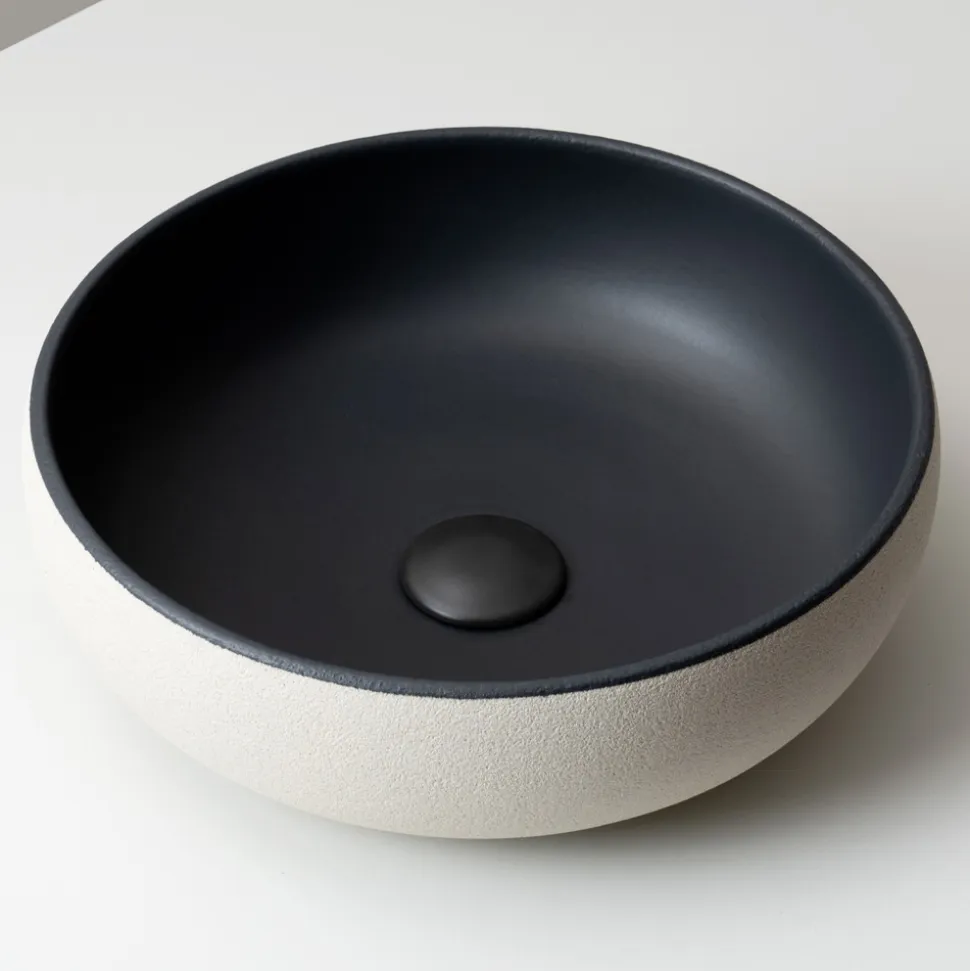 Lavabo da Appoggio in Argilla Raku Chiara o Scura Tornito a Mano - Prisma