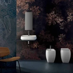 Lavabo da appoggio in ceramica design moderno made in Italy, Gaiola