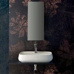 Lavabo da appoggio in ceramica design moderno made in Italy, Gaiola
