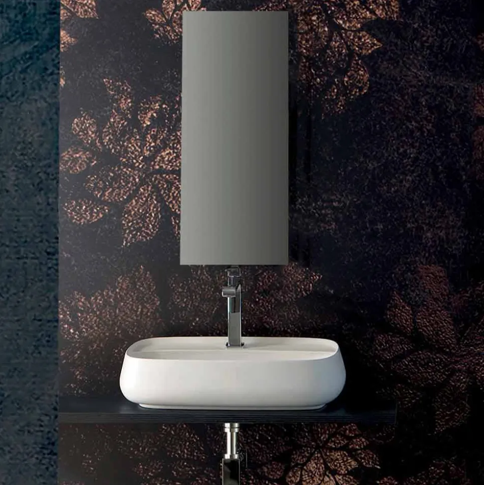 Lavabo da appoggio in ceramica design moderno made in Italy, Gaiola