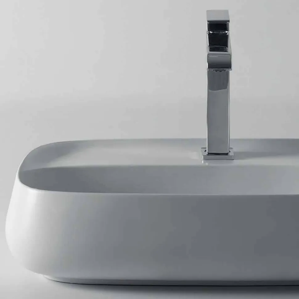 Lavabo da appoggio in ceramica design moderno made in Italy, Gaiola