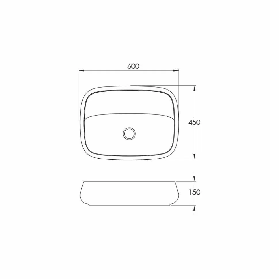 Lavabo da appoggio in ceramica design moderno made in Italy, Gaiola