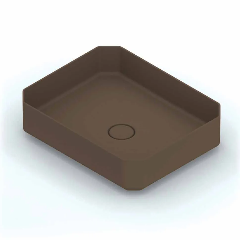Lavabo da appoggio in ceramica moderno prodotto in Italia, Zulimo