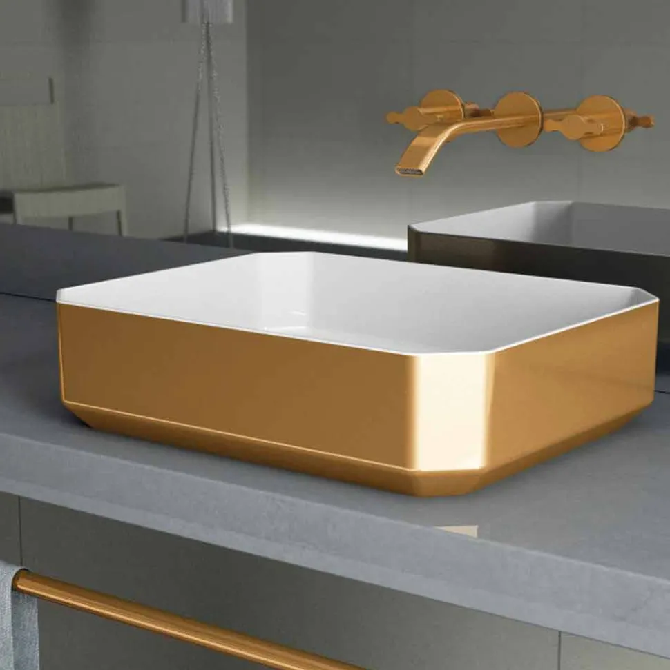 Lavabo da appoggio in ceramica moderno prodotto in Italia, Zulimo