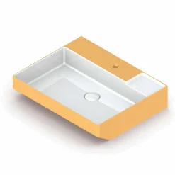Lavabo da appoggio in ceramica di design fatto in Italia, Viviano