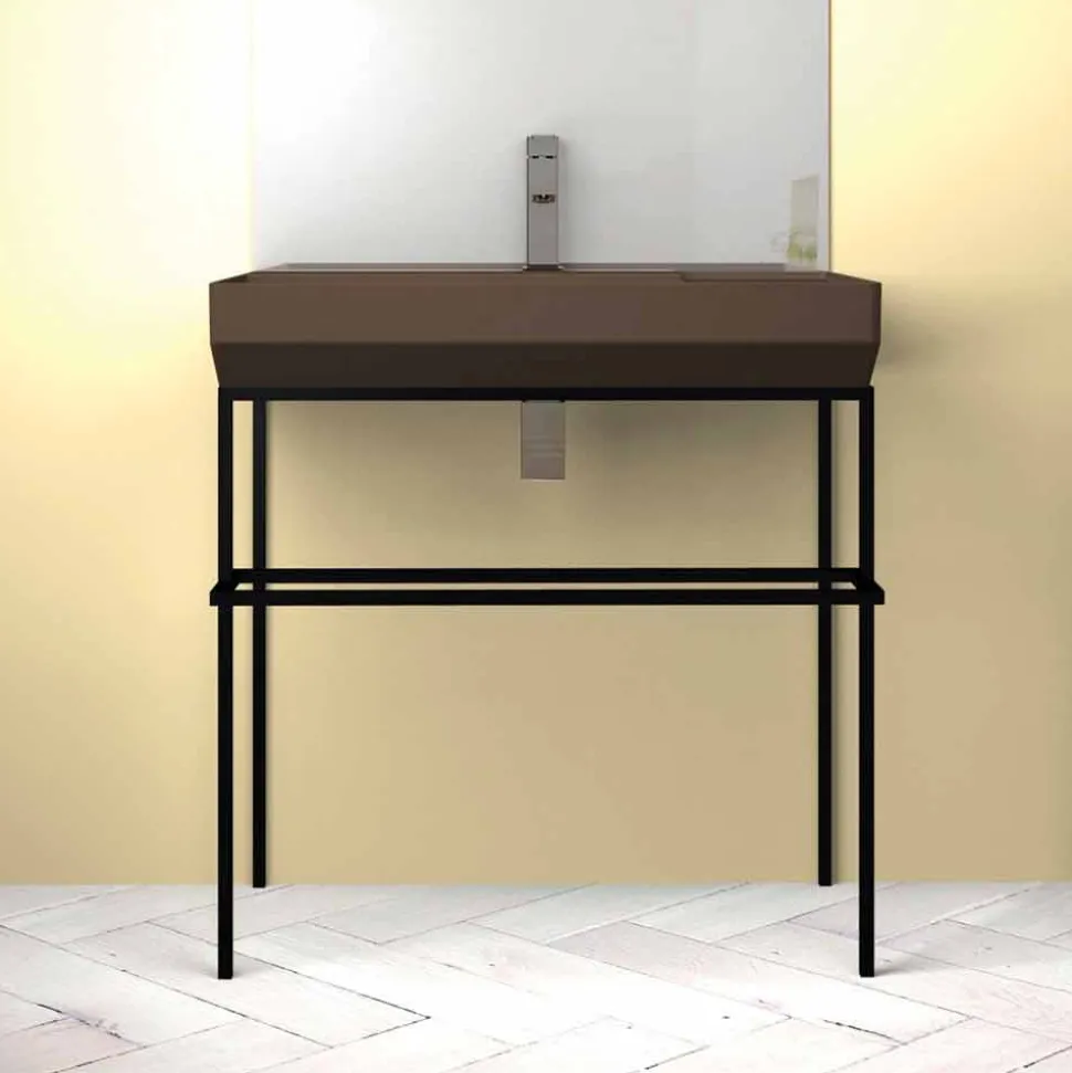 Lavabo da appoggio in ceramica di design fatto in Italia, Viviano
