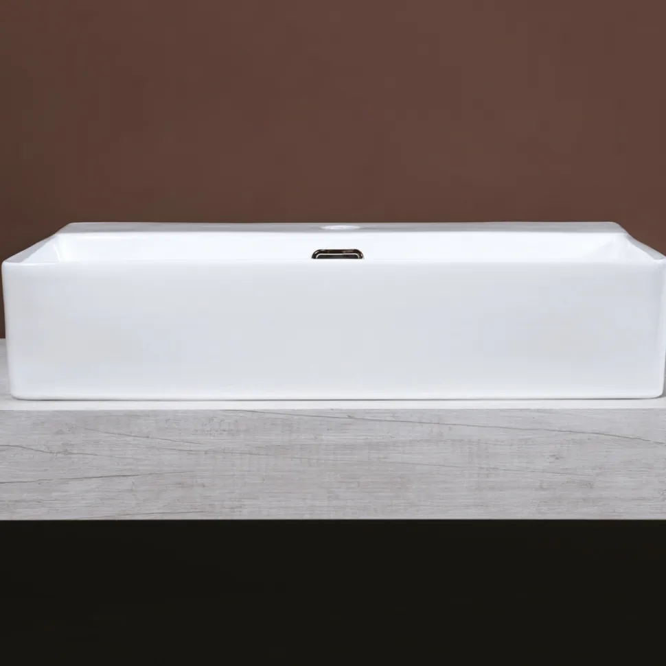 Lavabo da Appoggio in Ceramica e Foro Rubinetteria Design Moderno - Papavero