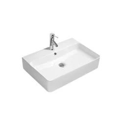 Lavabo da Appoggio in Ceramica e Foro Rubinetteria Design Moderno - Papavero