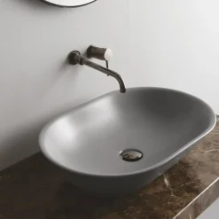 Lavabo da Appoggio in Ceramica Opaca L 58 cm Realizzato in Italia - Nelly