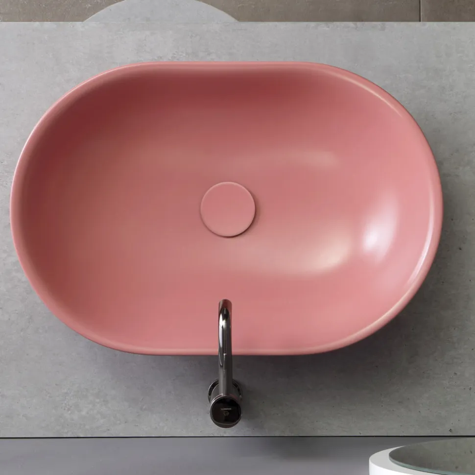 Lavabo da Appoggio in Ceramica Opaca L 58 cm Realizzato in Italia - Nelly