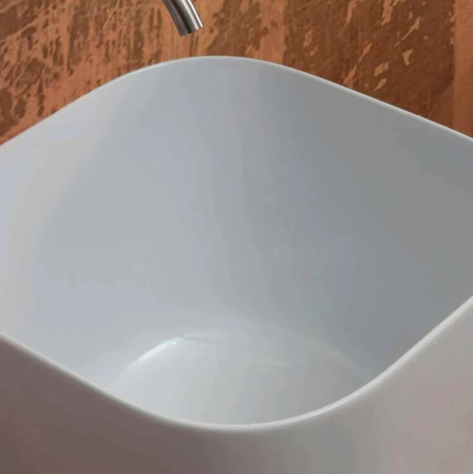 Lavabo da appoggio in ceramica design moderno Star Square 40x40 cm