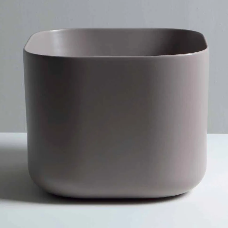 Lavabo da appoggio in ceramica design moderno Star Square 40x40 cm