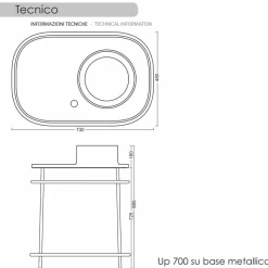 Lavabo da appoggio in ceramica vintage completo di base metallica Marta