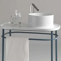 Lavabo da appoggio in ceramica vintage completo di base metallica Marta