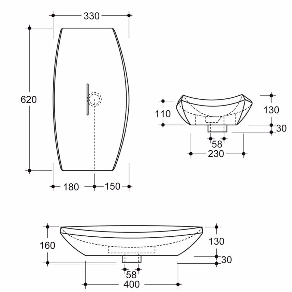 Lavabo da appoggio in ceramica maculato di design made in Italy Laura