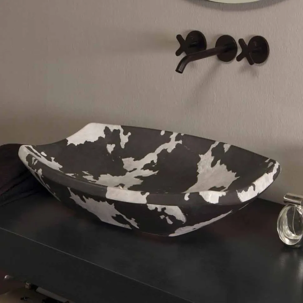 Lavabo da appoggio in ceramica maculato di design made in Italy Laura