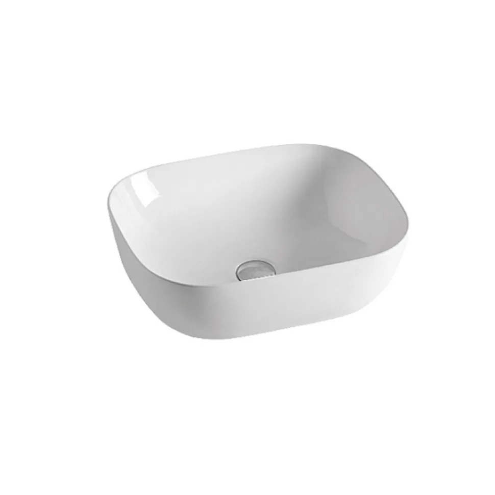 Lavabo da Appoggio Inclinato in Ceramica Bianca dal Design Moderno - Papavero