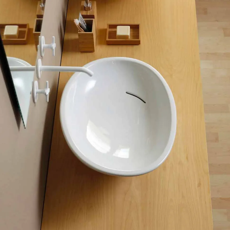 Lavabo da appoggio inclinato di design ceramica made in Italy Glossy