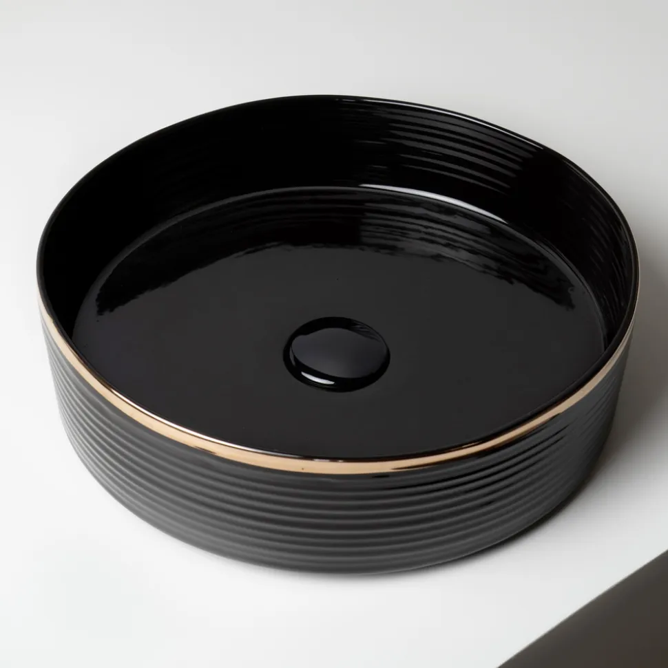 Lavabo da Appoggio in Gres Porcellanato con Bordo Smaltato - Vibrazione