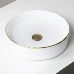 Lavabo da Appoggio in Gres Porcellanato con Bordo Smaltato - Vibrazione