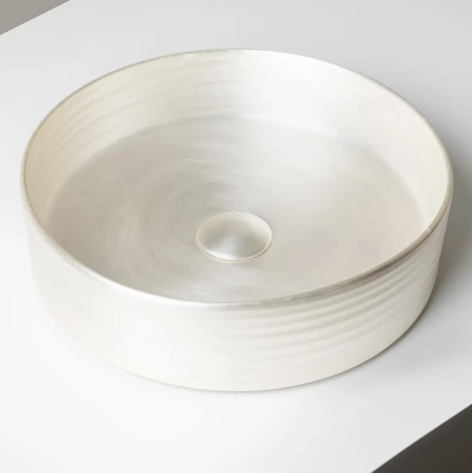 Lavabo da Appoggio in Gres Porcellanato Argento o Bianco - Vibrazione