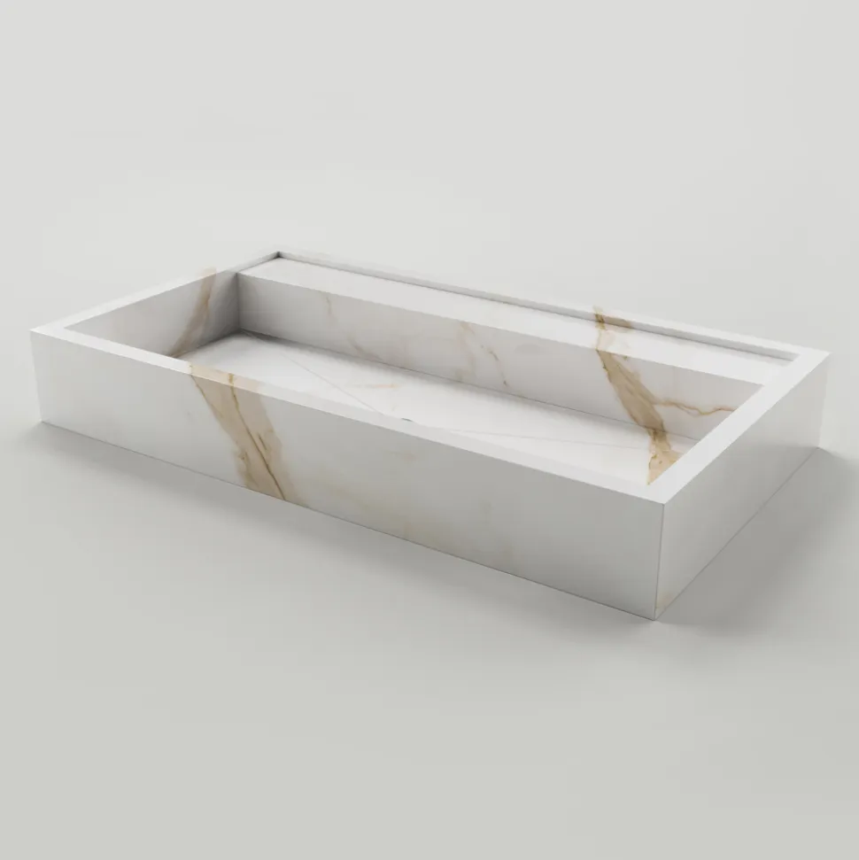Lavabo da Appoggio in Gres Porcellanato Effetto Marmo Made in Italy - Cervia