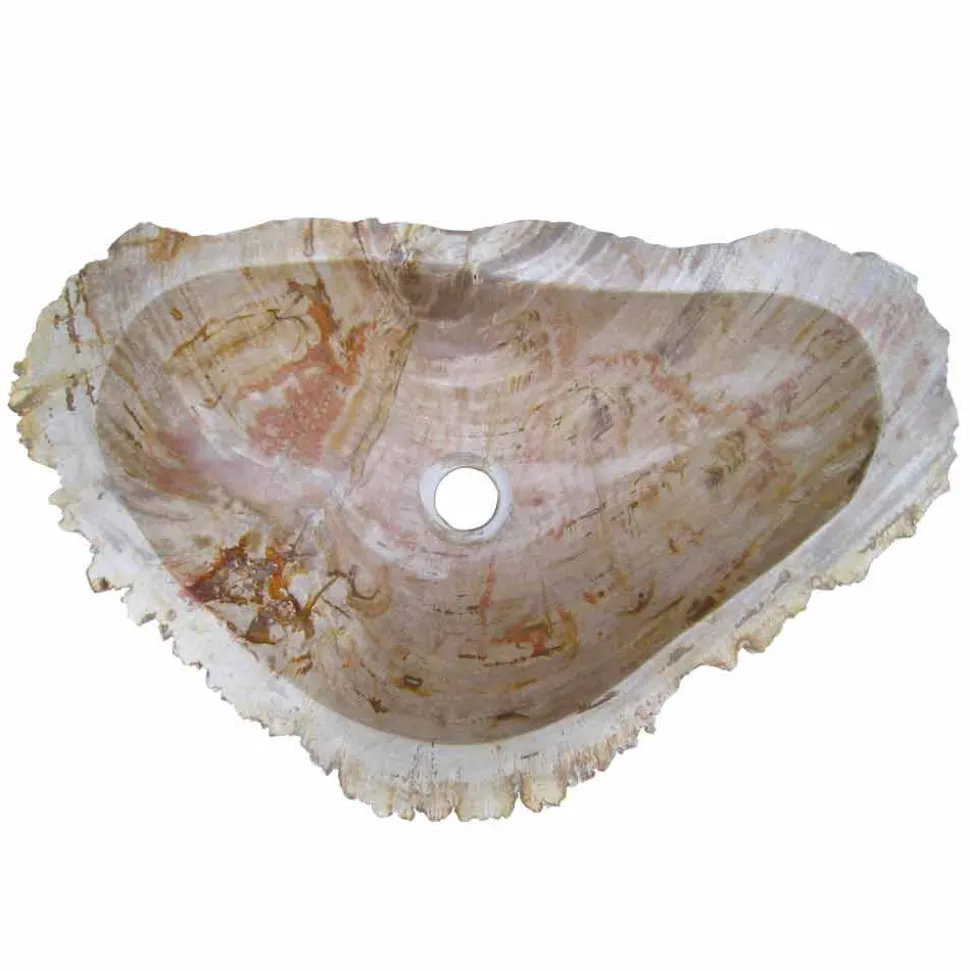 Lavabo da Appoggio in Legno Fossile Goa, non riproducibile in serie
