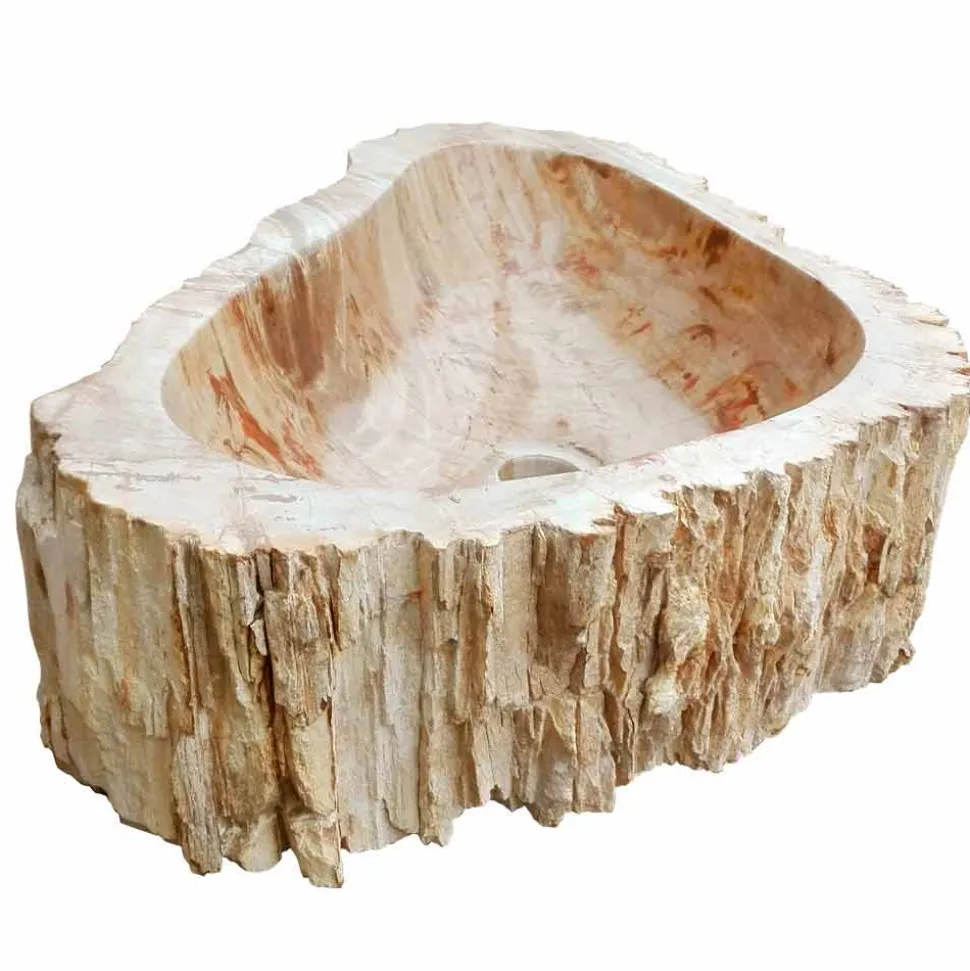 Lavabo da Appoggio in Legno Fossile Goa, non riproducibile in serie